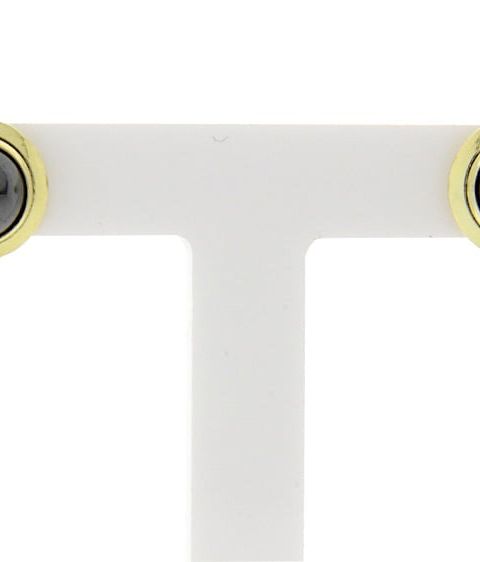 Vintage 14K Gold Stud Earrings with Hematite